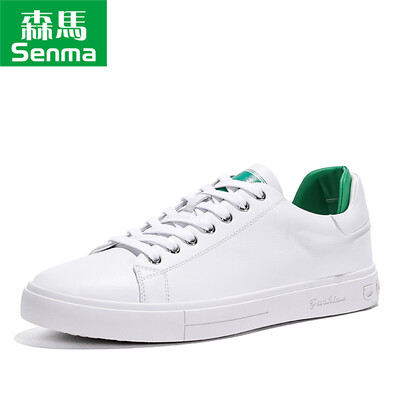 

Senma Senma trend wild Korean version with flat bottom breathable low to help fashion small white shoes male 119120601 white green 40 yards