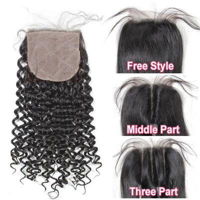 

Silk base closure 44 Deep Curly Human hair medium brown