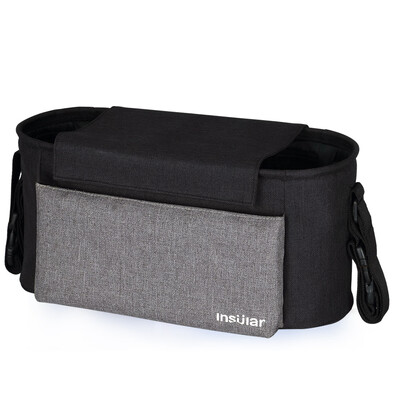

Universial Stroller Organizer Bag Diaper Bottle Storage Bag Cup Holder with Shoulder Strap Orange