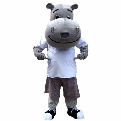 

LangtengGrey Hippopotamus Hippo Mascot Costume Cartoon Cosplay Party Halloween Christmas Festival Performance