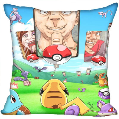 

Pokemon Pillow Cover Bedroom Home Office Decorative Pillowcase Square Zipper Pillow Cases Satin Fabric No Fade