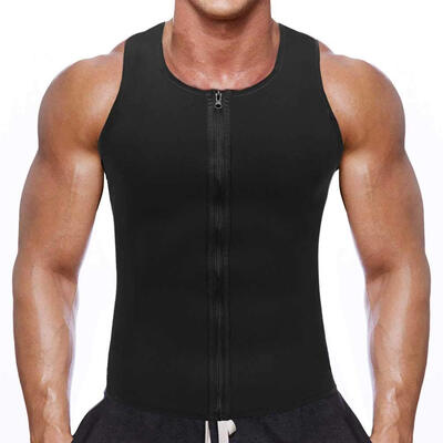 

SLIMBELLE Men Neoprene Sauna Suit Hot Body Shaper Corset for Weightloss with Zipper Waist Trainer Vest Tank Top Workout Sweat