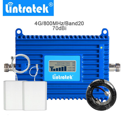 

Lintratek Cell Phone Signal Booster Repeater 70db Amplifier 4G LTE 800MHz Band 20 LCD Display High Gain LTE 800 for Europe 4G
