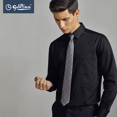 

Goldlion Goldlion 2019 spring&summer new mens soft&comfortable solid color simple&elegant business gentleman long-sleeved shirt black