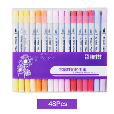 

11224364880Pcs Watersoluble Double Headed Mark Pen Soft Head Colorful Hand Drawing Pen Suit School Stationery Extra Fine Writ