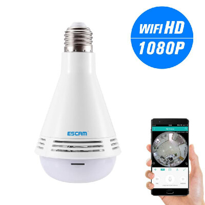 

ESCAM 1080P Panoramic 360 Degree VR WIFI Camera BT Speaker LED Light Bulb Wireless IP Camera Full View 2-way Audio Motion Detectio