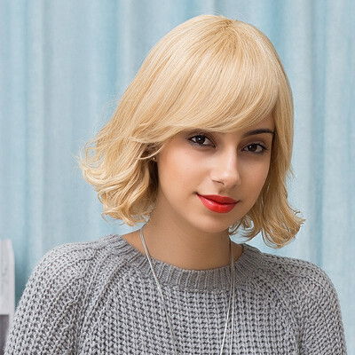 

BLONDE UNICORN Bob with Bangs Medium Length Straight Hair multicolor various styles & size Human HairSynthetic Blend Wigs For Wom