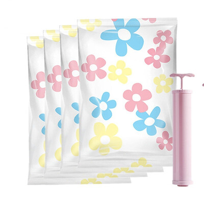 

4pcslot 8060cm Vacuum Storage Bags Hand Pump Compression Bag Home Space Saver Closet Organization for Clothing&Blankets