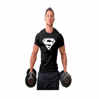 

Mens Fitness T-shirt Superman Cotton Sports Short Sleeves