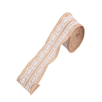 

2m 50mm Width DIY Handmade Lace Linen Roll Natural Burlap Rolls for Wedding Present Gift Home Decoration Crafts Lace Linen