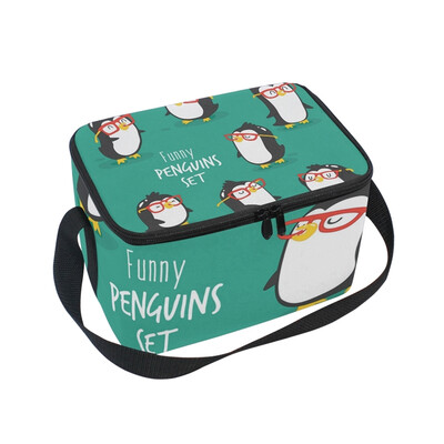 

Lunch Box Insulated Lunch Bag Large Cooler Cute Penguins Set Tote Bagfor Kids Men Women