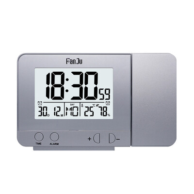

FanJu Projection Alarm Clock Rotatable Digital Projection Clock Multifunctional LCD Clock Digital Date Snooze Function Backlight R