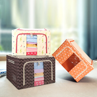 

Green source storage box bed under the clothes debris underwear finishing box cartoon storage box cloth storage box oversized 88L warm orange wave point
