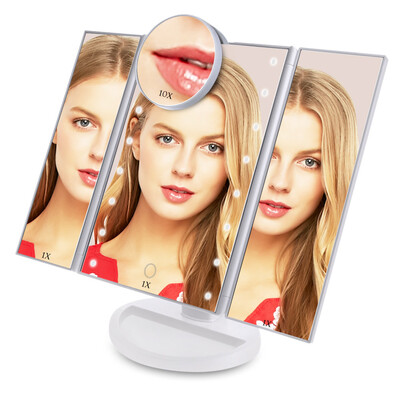 

LED Three Sides Folding Portable Desktop Makeup Mirror