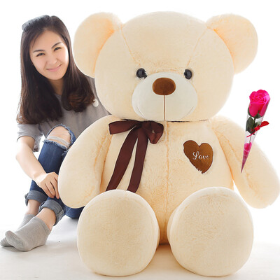 

Magic Dragon Large Companion Teddy Bear Doll Pillow Plush Toy Girl Ragdoll Bear Hug Panda Doll Dog Birthday Gift Girl Rice White Ribbon Bear 1 Meter