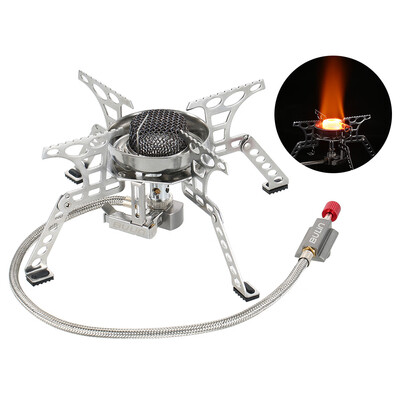 

Stainless Steel Stove Camping Stove Outdoor Windproof Stove Mini-stove Ultralight Pocket Gas Powered Cooking Stove Picnic Hiking E