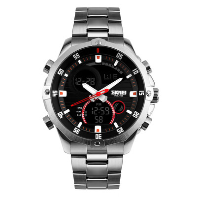 

SKMEI Practical Trendy Analog-Digital Dual Time Men Watch 3ATM Water Resistant Wrist Watch with Chronograph Date Alarm 2 Time Zone