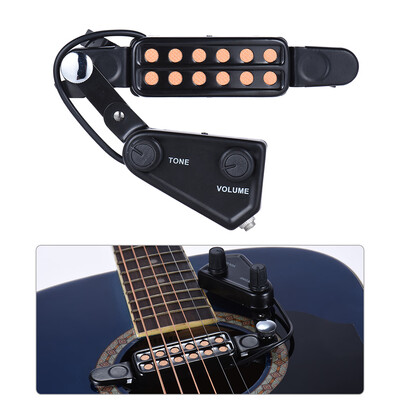 

12-hole Acoustic Guitar Sound Hole Pickup Magnetic Transducer with Tone Volume Controller Audio Cable