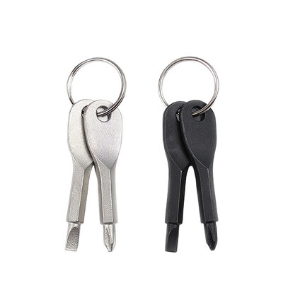 

2 Keys Stainless Keychain Pocket Tool Screwdriver Outdoor Multifunction Safety & Survival