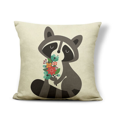 

Animal Wolf Cushion Cover Word Flowers Pillowcase Fox Chic Car Nap Mat Geometry Stripe Throw Pillows Koala Red 4545 Linen Photo