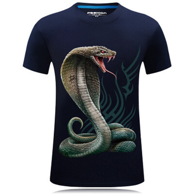 

2019 Summer Cotton Mens T Shirt 3d Print Funny Snake O Neck Short Sleeve Plus Size