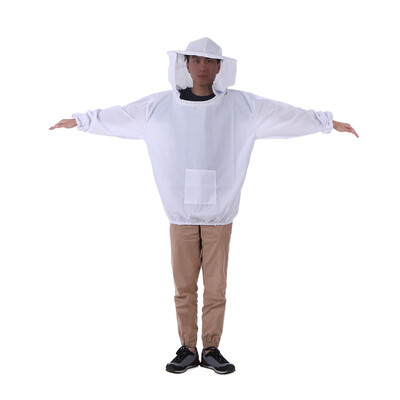 

White Beekeeping Jacket Veil Beekeeping Hat Suit Smock Protective Equipment Kit One Size Fits All