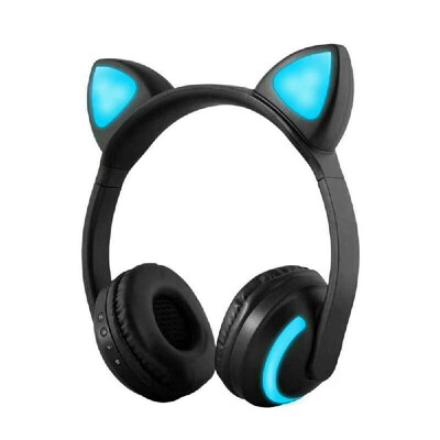 

ZW-19 Wireless Bluetooth Headset Glowing Cat Ear Earphones Stereo Music Headphones Hands-free wMic Colorful Light Adjustable Head