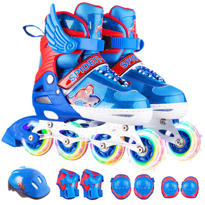 

Disney skates children adjustable code flash full set skates men&women roller skates skates to send protective gear helmet spiderman  code