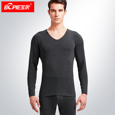

Baopai BOPIE mens thermal underwear mens suit de velvet sanding fashion Slim V-neck thin section Qiuyi Qiu pants bottoming cotton sweater Baolan  180105