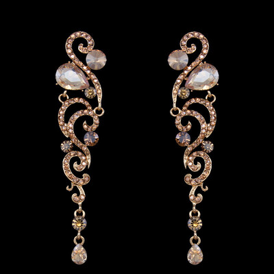 

"8 Colors Luxury Crystal Wedding Earrings for Bridesmaid Silver Long Earrings for Women Bridal Fashion Jewelry "