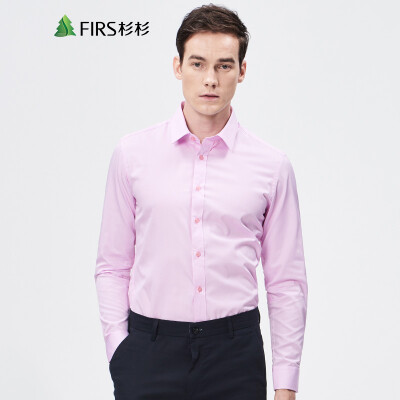 

Shanshan FIRS long-sleeved shirt male Korean version of the solid color simple fashion shirt male CVCB1272-2 pink 40