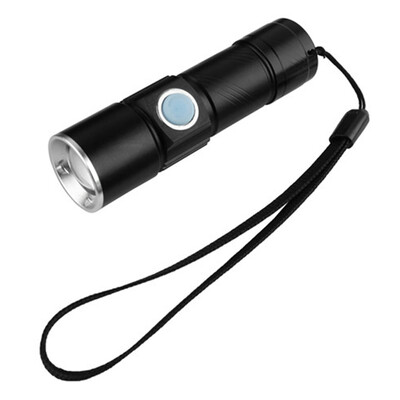 

Rechargeable Mini LED Flashlight Hunting Torch Light Lantern 3 Modes Zoomable Torch with USB Port for Outdoor Camping