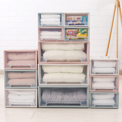 

Easy diffuse 32L storage box drawer type wardrobe storage box sorting box clothes storage cabinet storage box Nordic blue