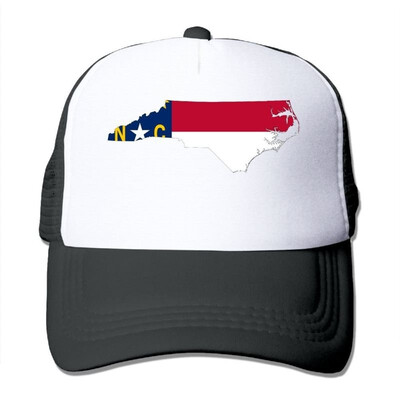 

POIWRI Flag And Map Of North Carolina Cool Adjustable Printing Snapback Mesh Hat Baseball Mesh Cap Trucker Hat