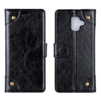 

MOONCASE Samsung Galaxy A8 2018 copper buckle nappa leather case - black