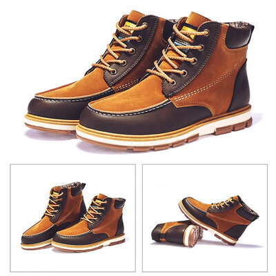 

Genuine Leather Men Boots Autumn Winter Ankle Boots Fashion Footwear Lace Up Shoes Men High Quality Vintage Men Shoes