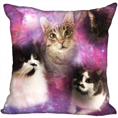

Cat Pillow Cover Bedroom Home Office Decorative Pillowcase Square Zipper Pillow Cases Satin Fabric No Fade