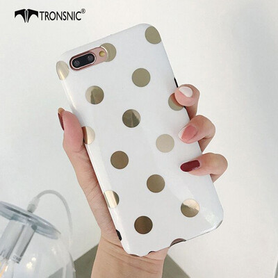 

Tronsnic Polka Dots Phone Case for iPhone XR Soft Gold Dots Case White Black Luxury Cover Capa