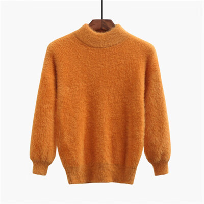 

New autumnwinter 2018 lantern sleeve mink neck sweater loose cardigan womens short jumper sweater