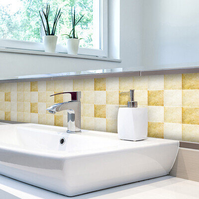 

Checkered Mosaic Wall Sticker PVC Mouldproof Moistureproof Oilproof Self-adhesive Wallpaper for Kitchen Bathroom&Bar