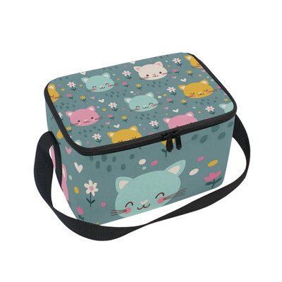 

ALAZA Lunch Box Insulated Cute Kittens Lunch Bag Large Cooler Tote Bagfor Men Women