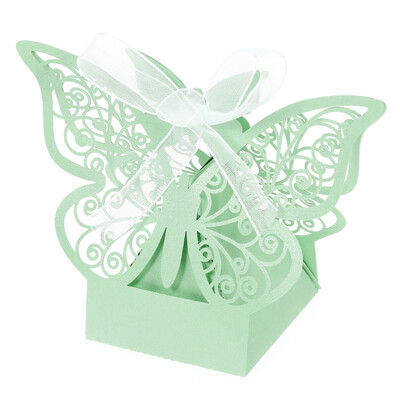

20 PCS Laser Cut Delicate Carved Butterfly Elegant Candy Boxes with Ribbon for Party Birthday Wedding Banquet Kindergarten Bridal