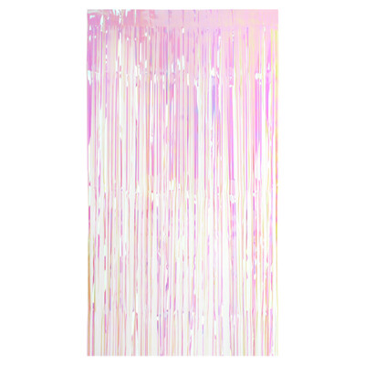 

Iridescent Metallic Foil Fringe Curtain Rainbow Tinsel Shimmer Window Door Curtain Wall Backdrop Panel Decoration for Wedding Chri
