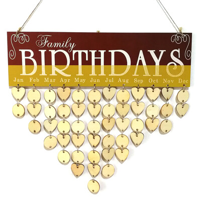 

DIY Wood Family Friends Birthday Reminder Special Dates Planner Board Wooden Calendar Home Hanging Decor Gift Style 4