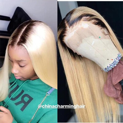

T1b613 Blonde Ombre Lace Wig Brazilian Human Hair Lace Front Wigs Glueless Full lace Human Hair Wig with Baby Hair