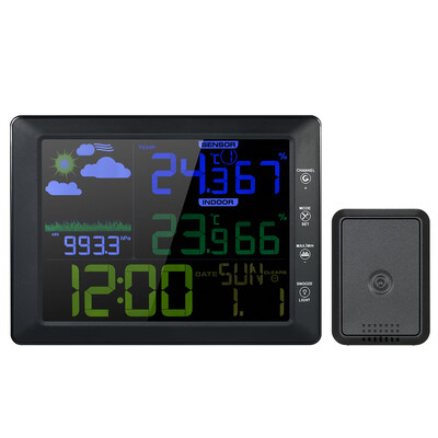 

66 48 inches Colorful LCD Display Sound Control Wireless Weather Station Touch Button Thermometer Hygrometer Barometer Alarm C