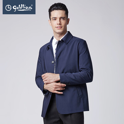 

Goldlion 2019 spring new mens windproof crisp collar business casual jacket coat hidden blue S