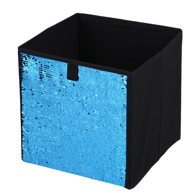 

Non-Woven Folding Large Cube Storage Bin DIY Sequin Storage Box Household Toys Books Clothes Sundries Organizer--Gold