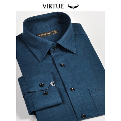 

Virtue rich simple texture anti-wrinkle mens shirt 2019 spring new comfortable breathable mens business long-sleeved shirt FMC53031019 lake blue 38