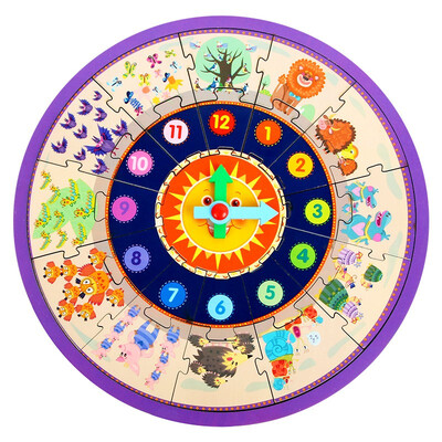 

Nice All Clock Puzzle Wooden Jigsaw with Storage tray Love Play Love Learn Color Carton Box